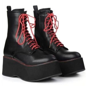 Koi Footwear Oracle Mega Platform Boots Black Combat Boots Dolls Kill
